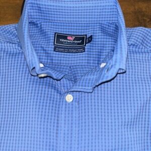 ⭐️🐳 Vineyard Vines 🐳🌟Performance Murray Shirt Men’s Small Blue Check Long Sleeve